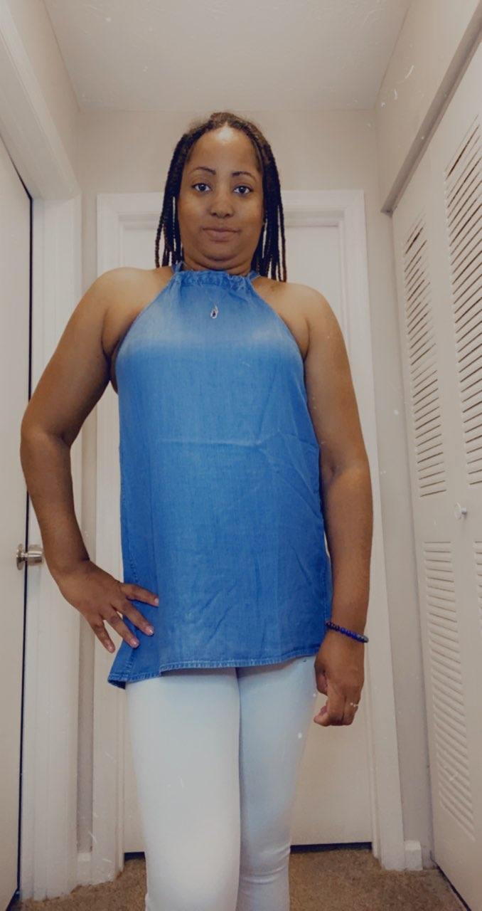 CHAMBRAY HALTER TOP