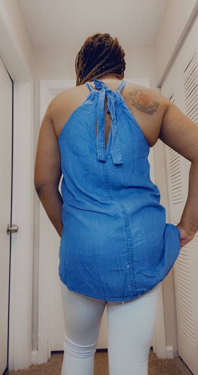 CHAMBRAY HALTER TOP