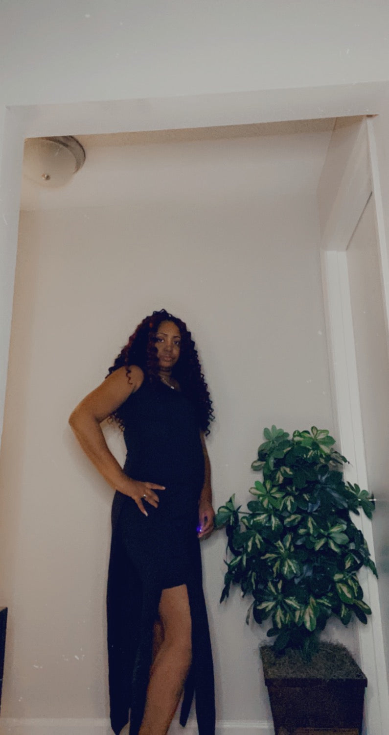 U-Neck High Slit Maxi Dress And Shorts Set